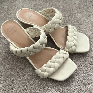 Cream braided heels